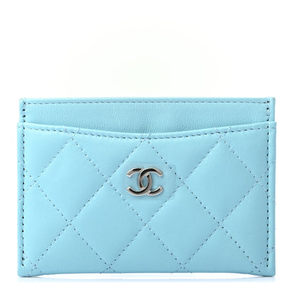 Chanel Lambskin Quilted Card Holder Neon Blue 2 of 16
