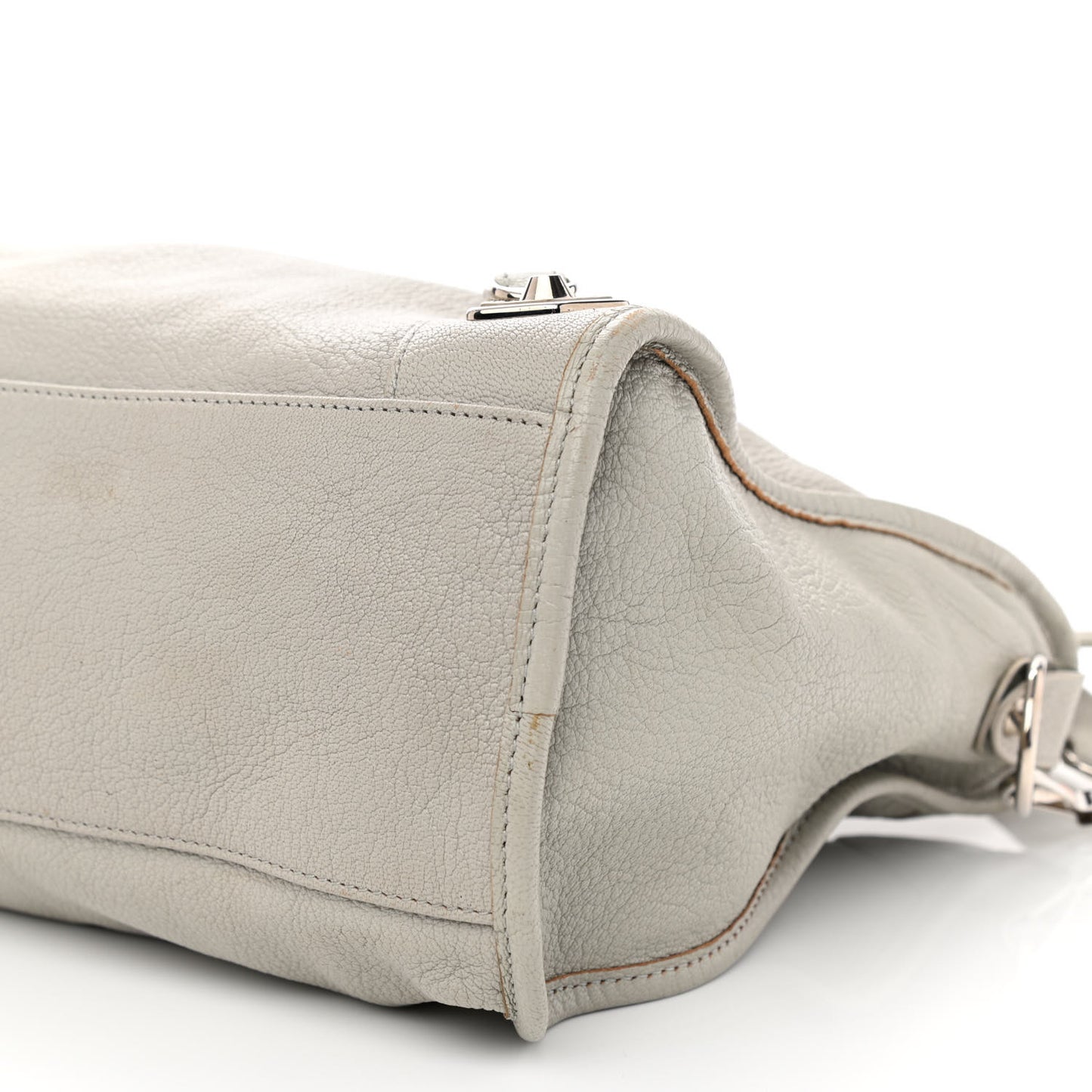 Chevre Silver Metallic Edge Hardware City Gris Glace
