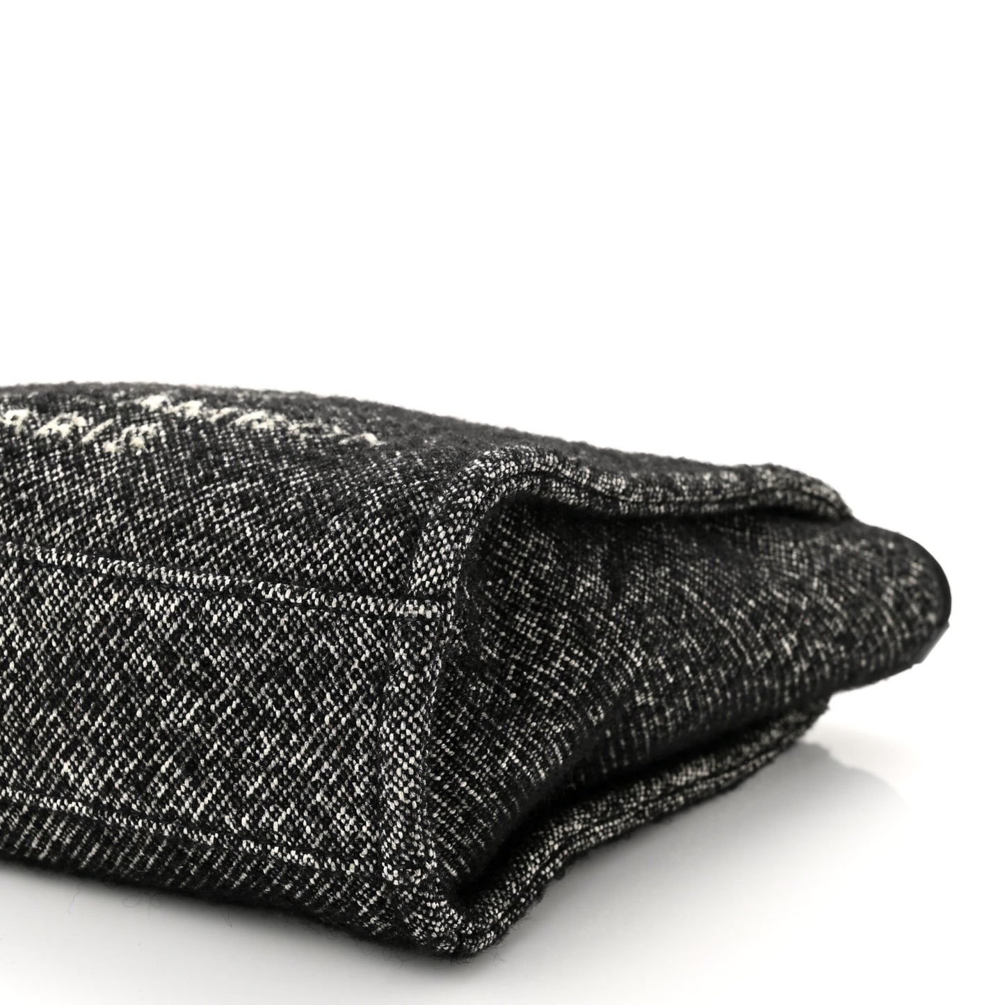 Mixed Fibers Calfskin Mini Deauville Tote Black White