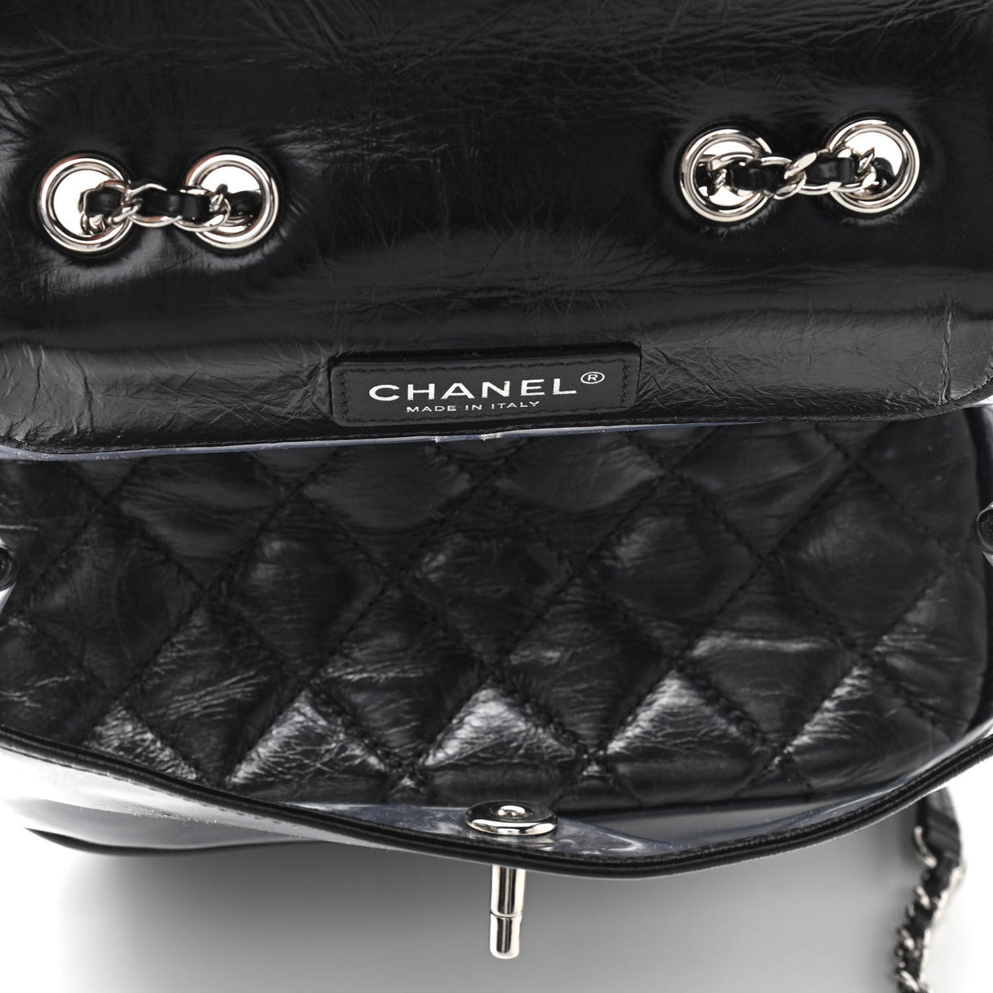 Crumpled Calfskin PVC Quilted Backpack Black