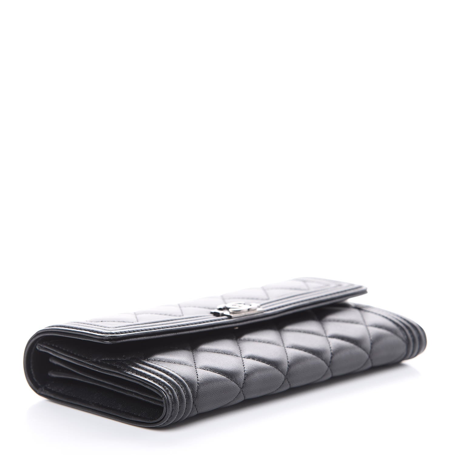 Chanel Lambskin Quilted Boy Flap Wallet Black 4 of 11