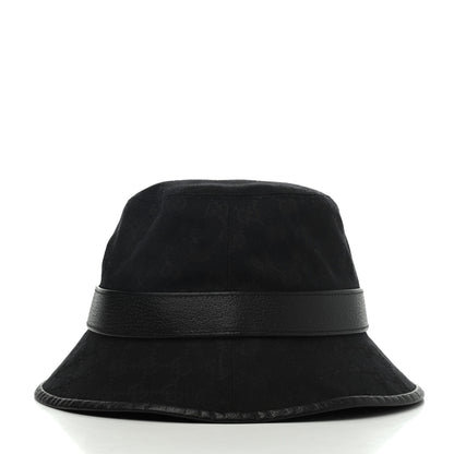 Gucci Monogram Textured Dollar Calfskin GG Jago Bucket Hat L Black 2 of 4