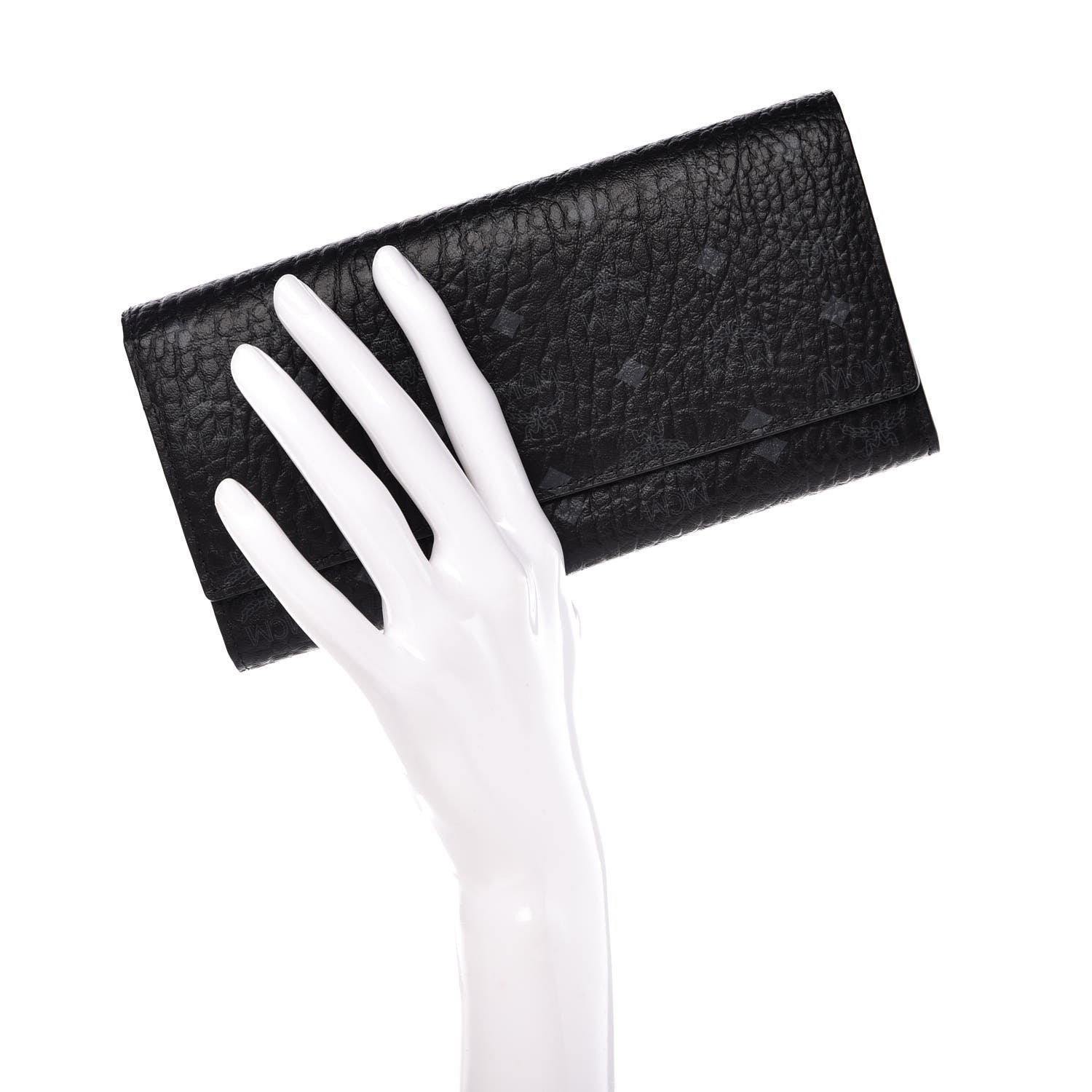 MCM Visetos Continental Flap Wallet Black 2 of 9