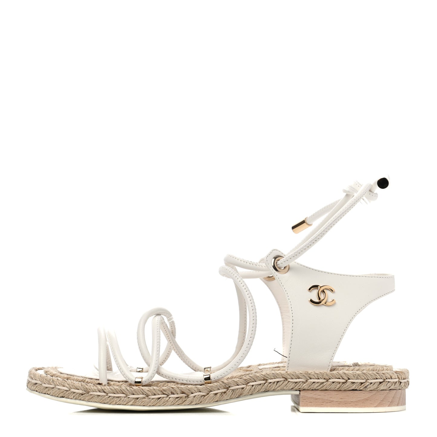 Lambskin Espadrille Sandals 37 White