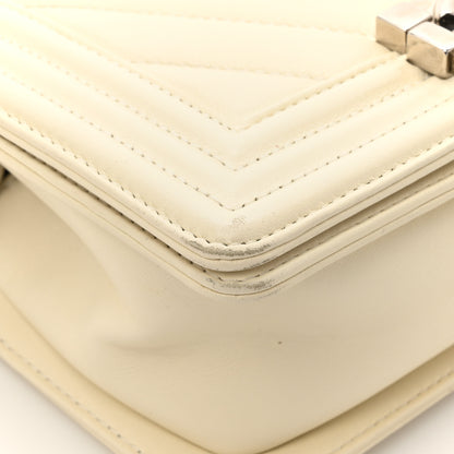 Chanel Calfskin Chevron Quilted Small Boy Flap White 13 of 16