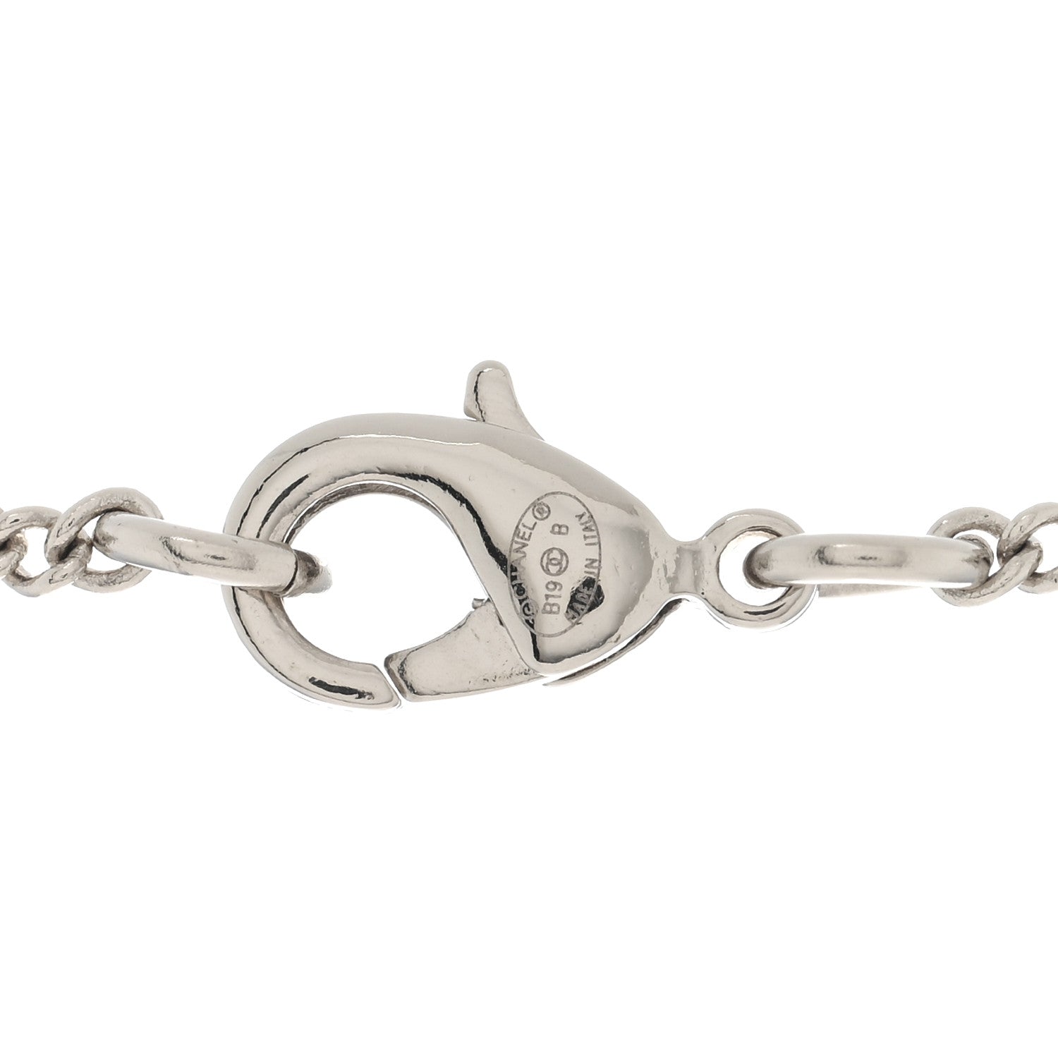 Chanel Crystal Pearl CC Lace Camellia Necklace Silver 4 of 4