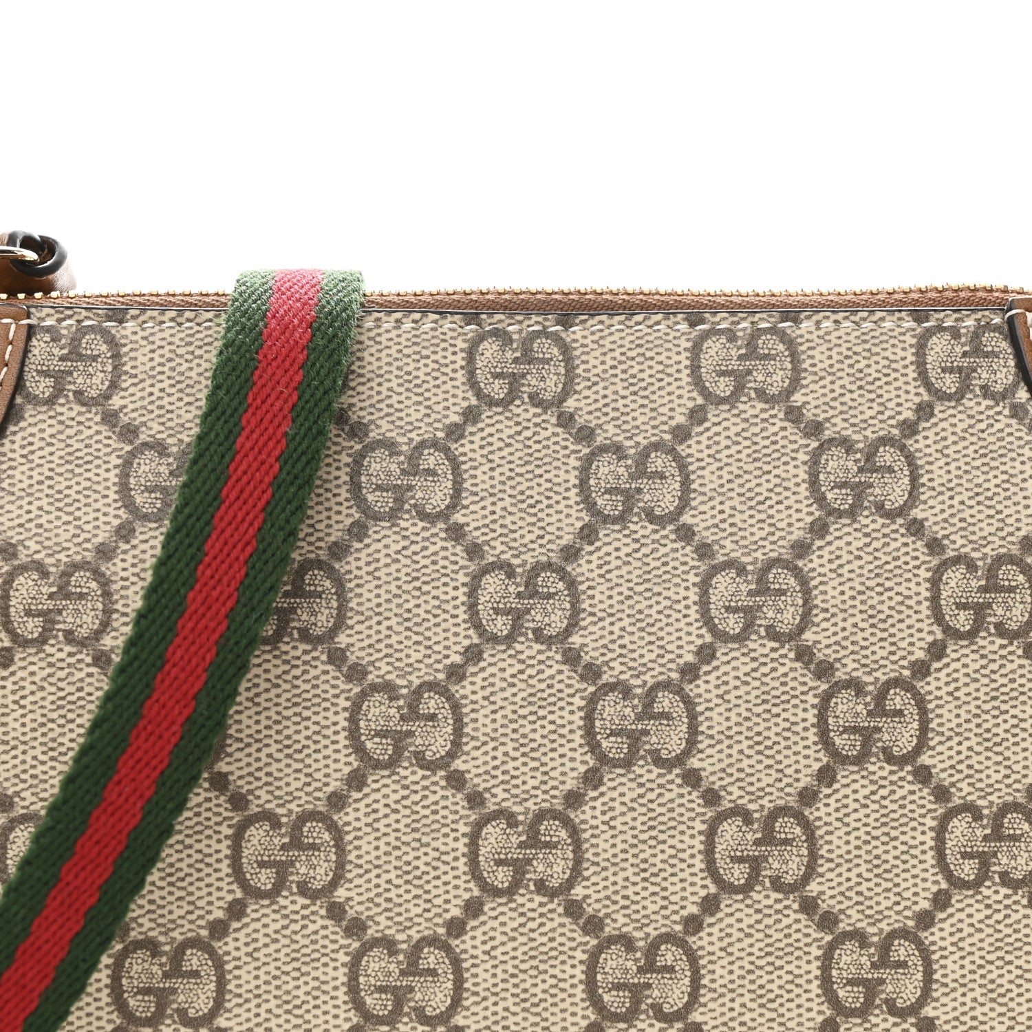 Gucci GG Supreme Monogram Textured Calfskin Small Emblem Shoulder Bag Beige Dark Brown 8 of 10