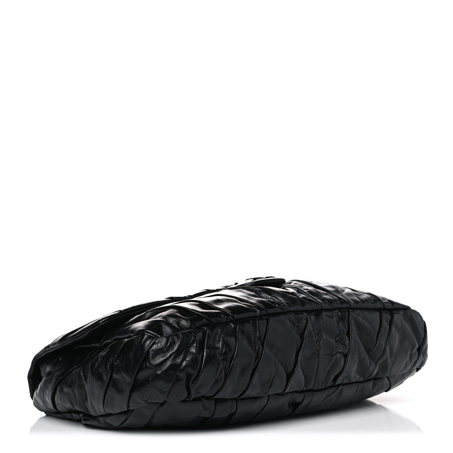 Glazed Calfskin Twisted Maxi Flap Black