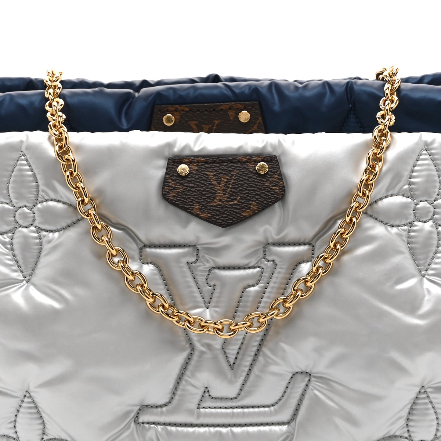 Econyl Monogram Pillow Maxi Multi Pochette Accessories Navy Silver