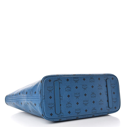 MCM Visetos Medium Anya Shopper Tote Blue 4 of 11