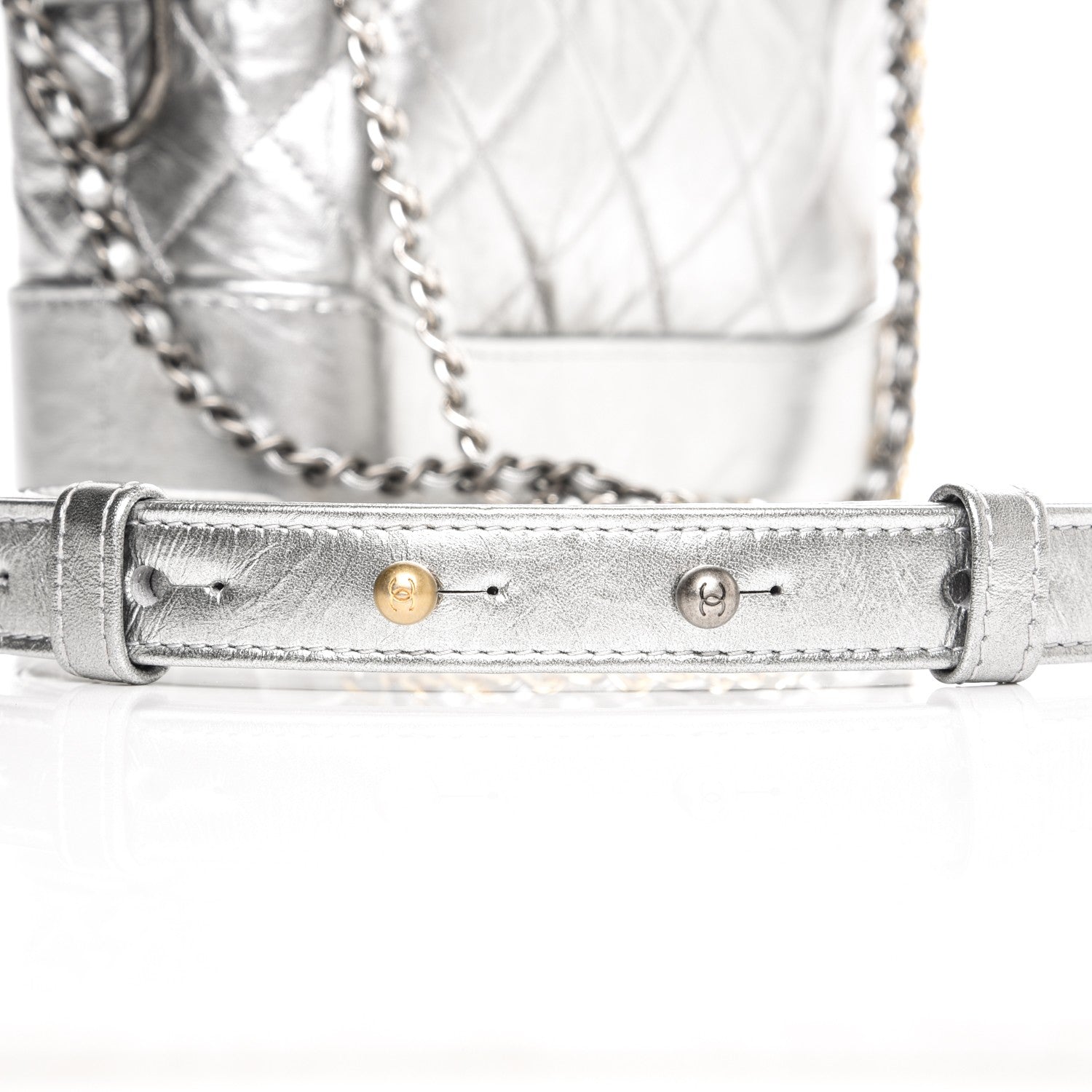 Chanel Metallic Aged Calfskin Quilted Small Gabrielle Hobo Silver 8 of 9