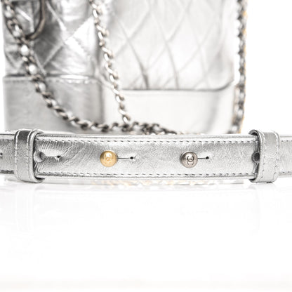 Chanel Metallic Aged Calfskin Quilted Small Gabrielle Hobo Silver 8 of 9