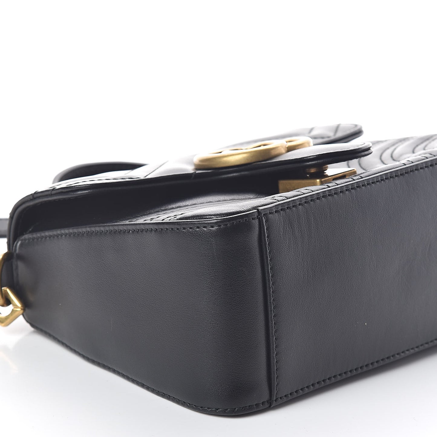 Calfskin Matelasse Mini GG Marmont Top Handle Shoulder Bag Black