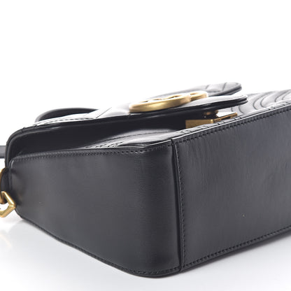 Gucci Calfskin Matelasse Mini GG Marmont Top Handle Shoulder Bag Black 8 of 9