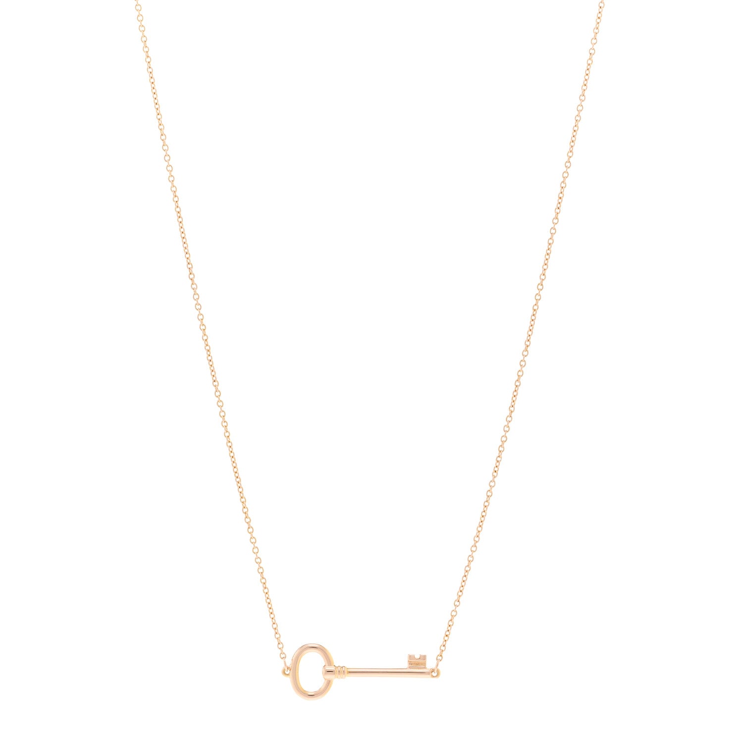 Tiffany 18K Rose Gold Small Oval Key Station Pendant Necklace 1 of 4