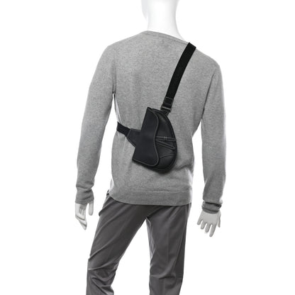Christian Dior Grained Calfskin Mens Mini Saddle Bag Black 3 of 11