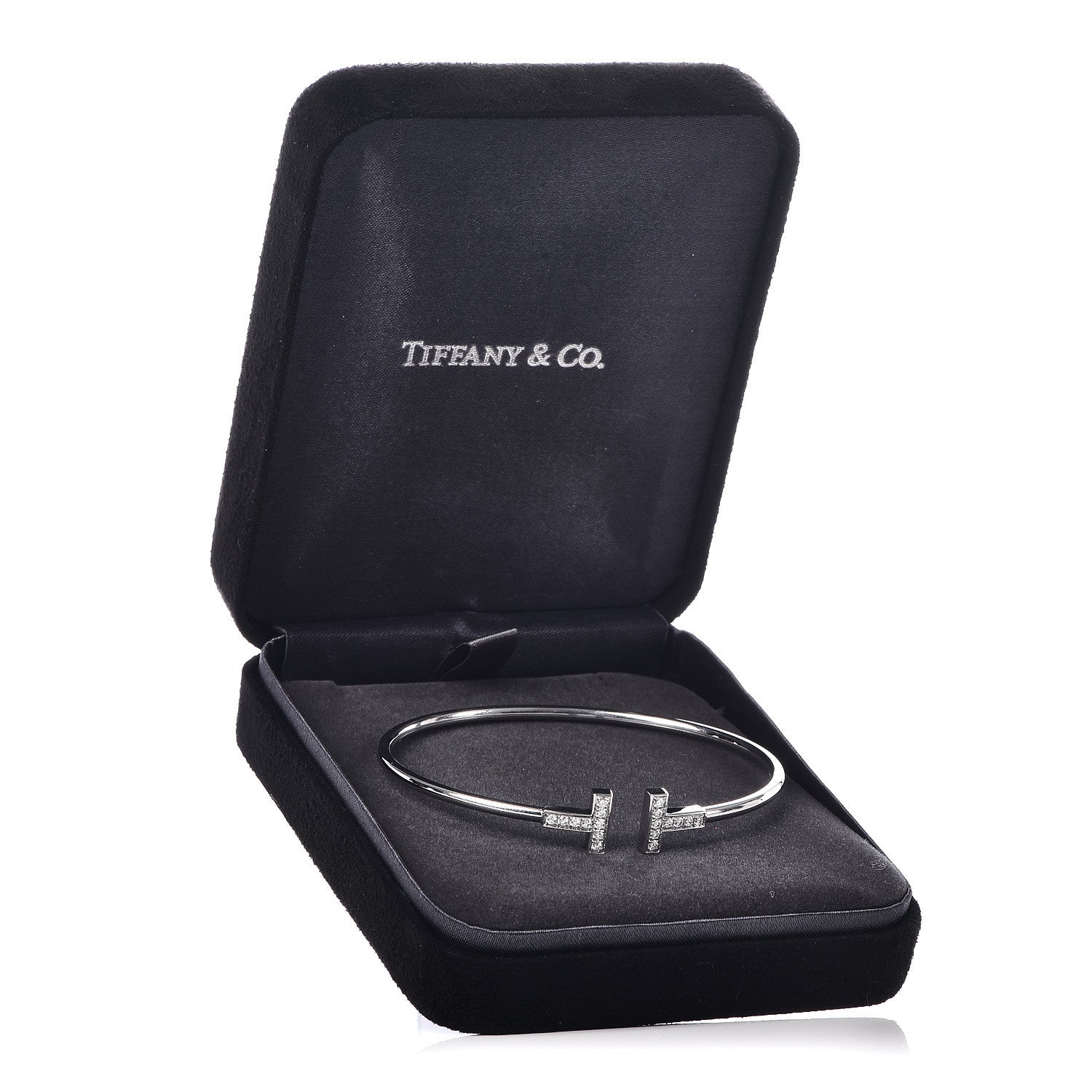 Tiffany 18K White Gold Diamond T Wire Bracelet 5 of 5
