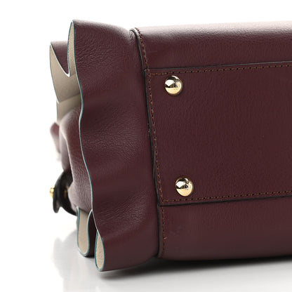 Fendi Vitello Seta Waves Bi-Color Medium Peekaboo Iconic Satchel Bordeaux Latte 8 of 12