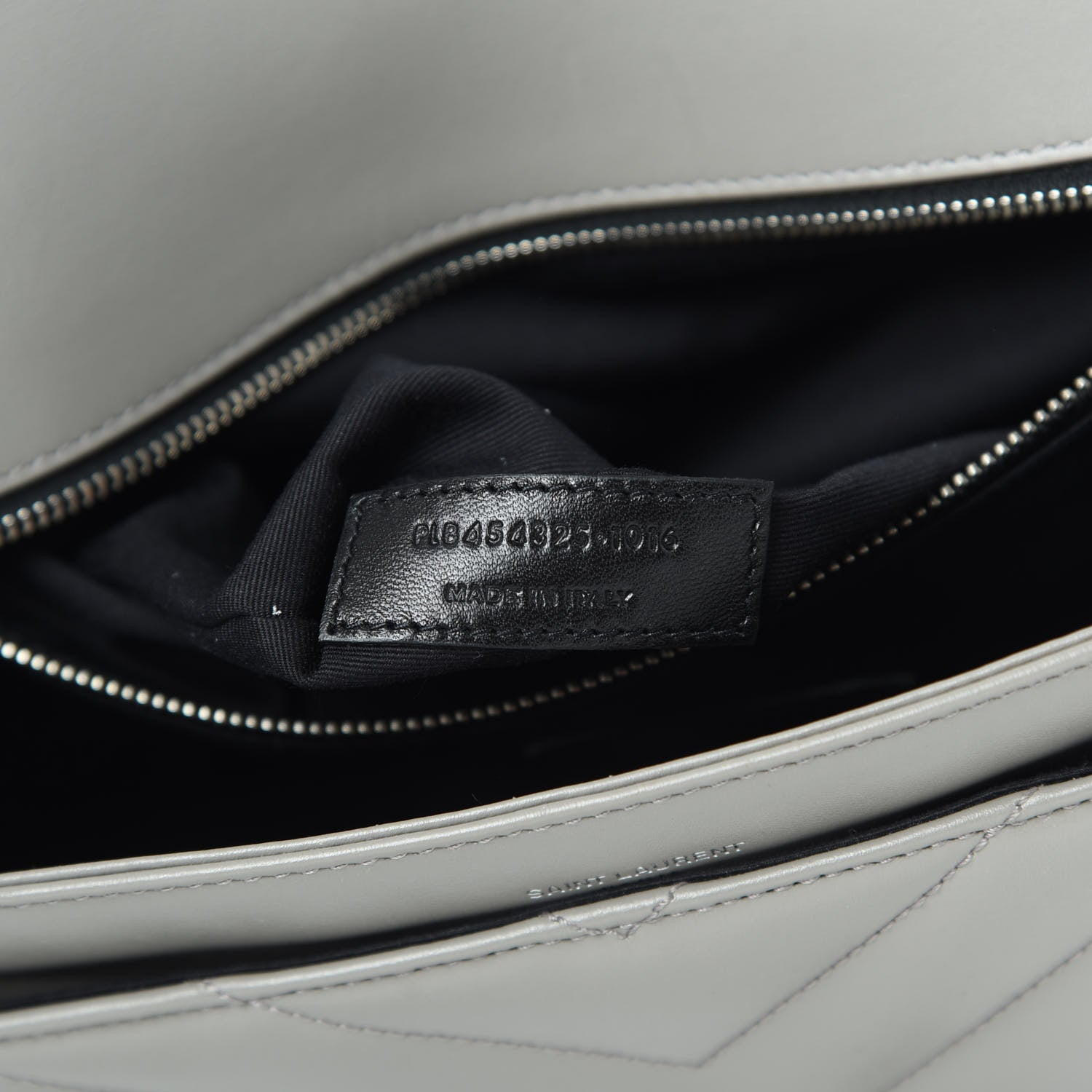 Saint Laurent Calfskin Y Quilted Monogram Loulou Shoulder Bag Pearl Grey 7 of 14
