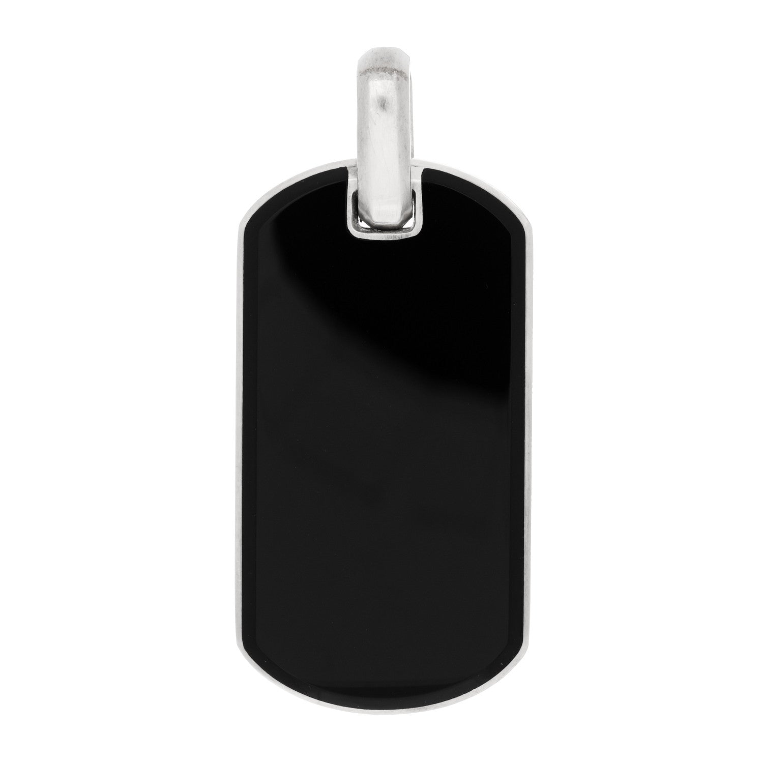 David Yurman Sterling Silver Black Onyx Exotic Stone Dog Tag Pendant 1 of 4