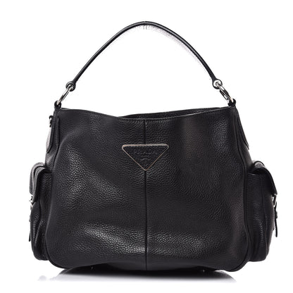 Prada Vitello Daino Side Pocket Tote Black 1 of 7