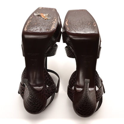 Saint Laurent Calfskin Embossed Crocodile Tribute 75 Platform Sandals 41 Rouge Legion 6 of 9