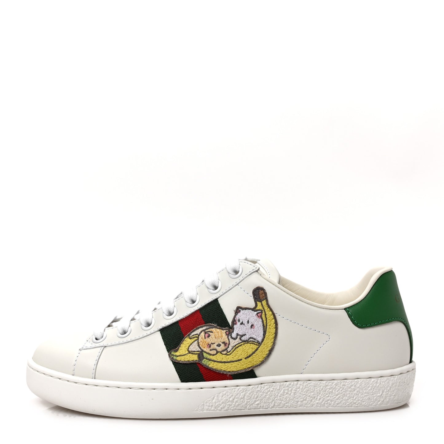 X BNF Miro Soft Calfskin Web Bananya Embroidered Womens Ace Sneakers 35 White New Shamarock