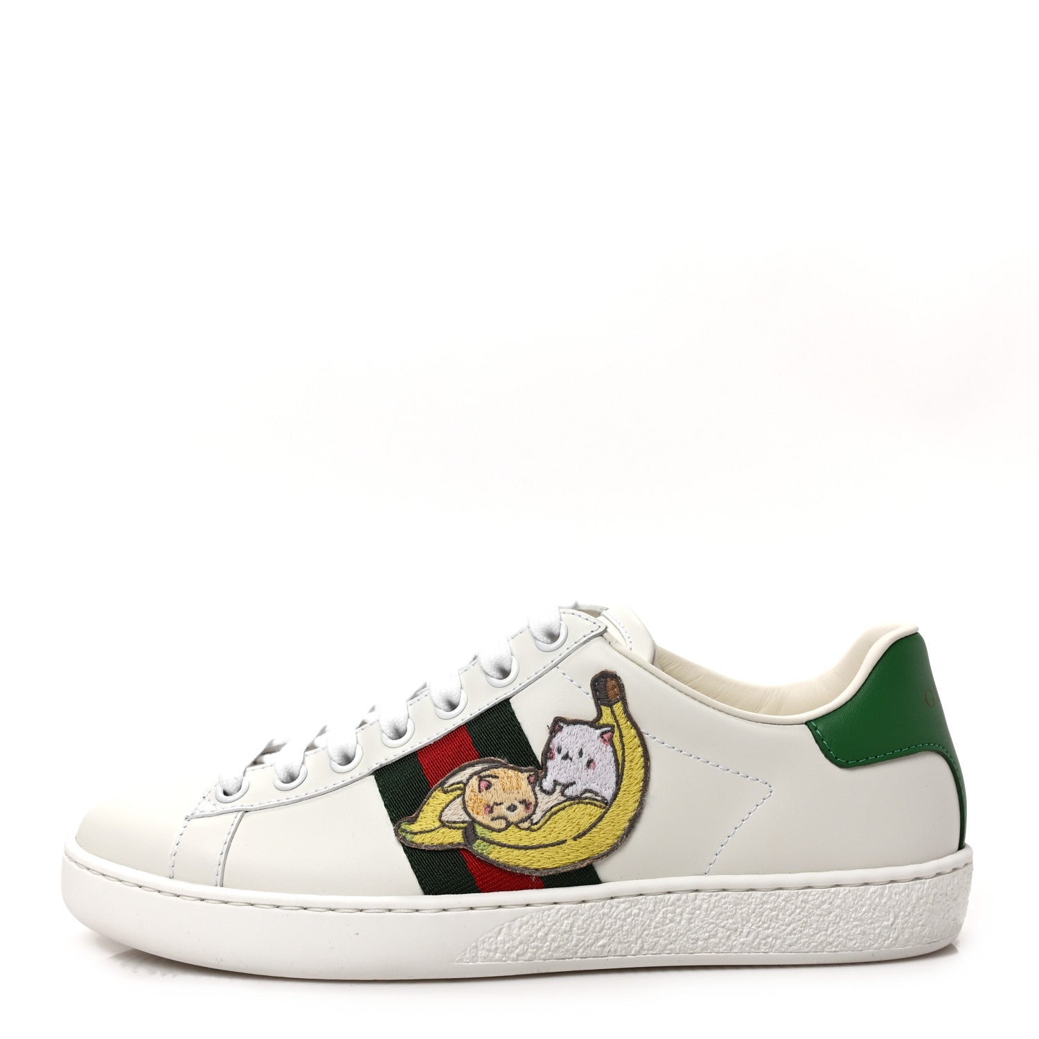 Gucci X BNF Miro Soft Calfskin Web Bananya Embroidered Womens Ace Sneakers 35 White New Shamarock 1 of 9