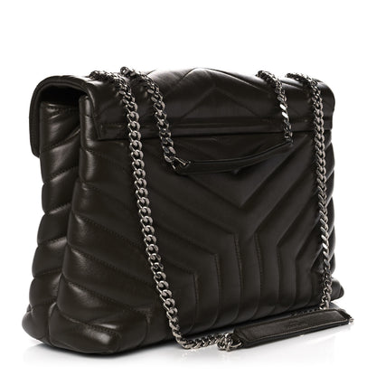 Saint Laurent Calfskin Y Quilted Monogram Medium Loulou Chain Satchel Kaki Fonce 3 of 14
