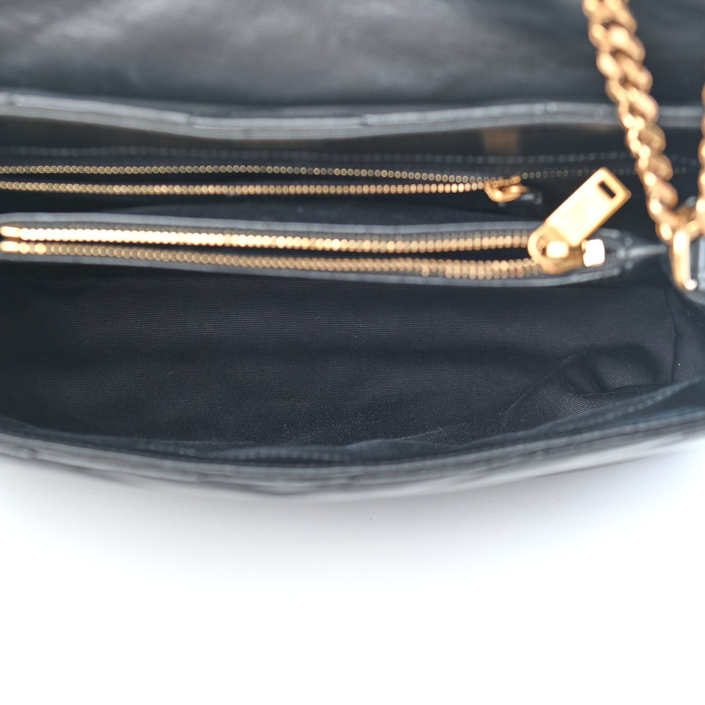 Calfskin Y Quilted Monogram Medium Loulou Chain Satchel Black