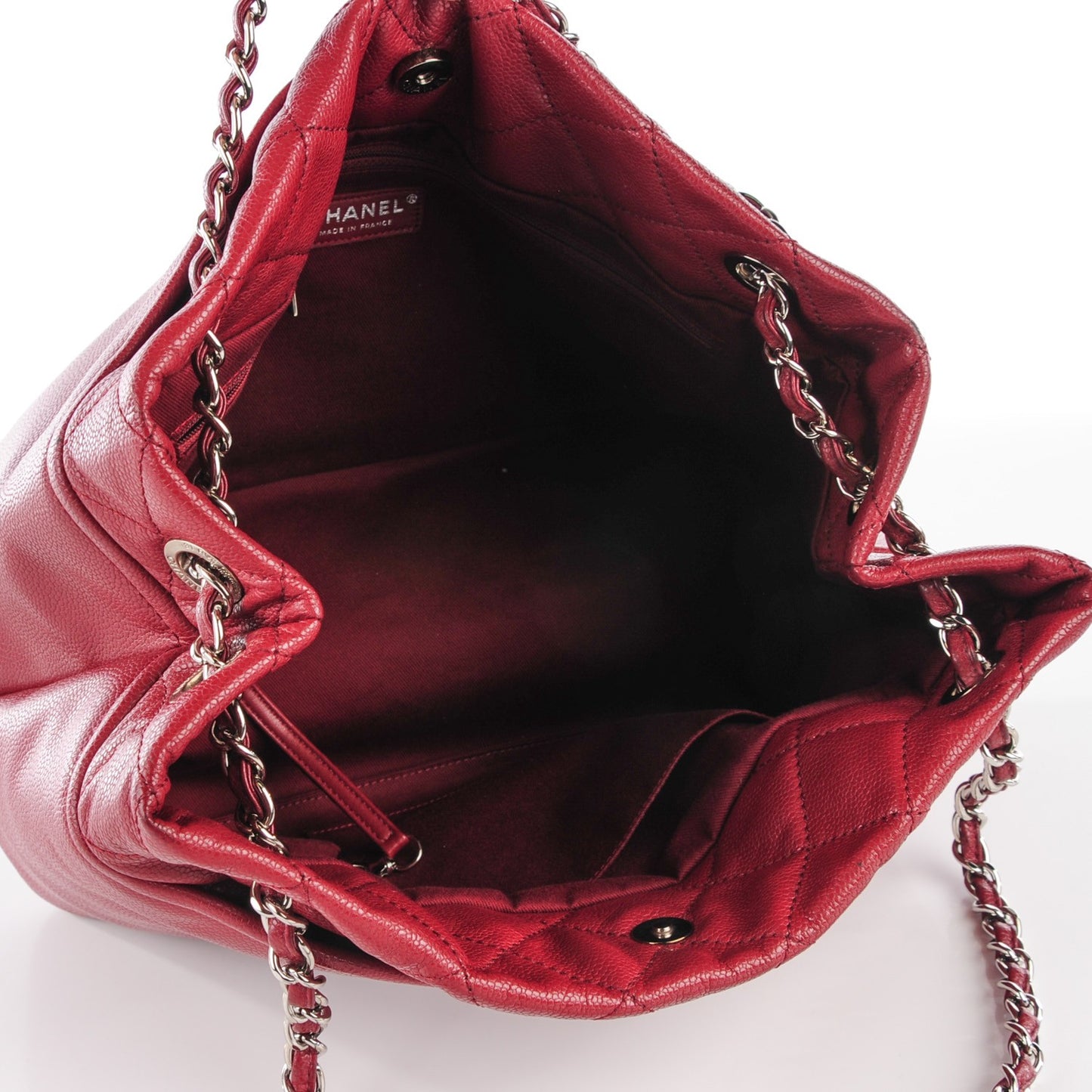 Caviar Quilted Large Timeless CC Soft Tote Dark Red