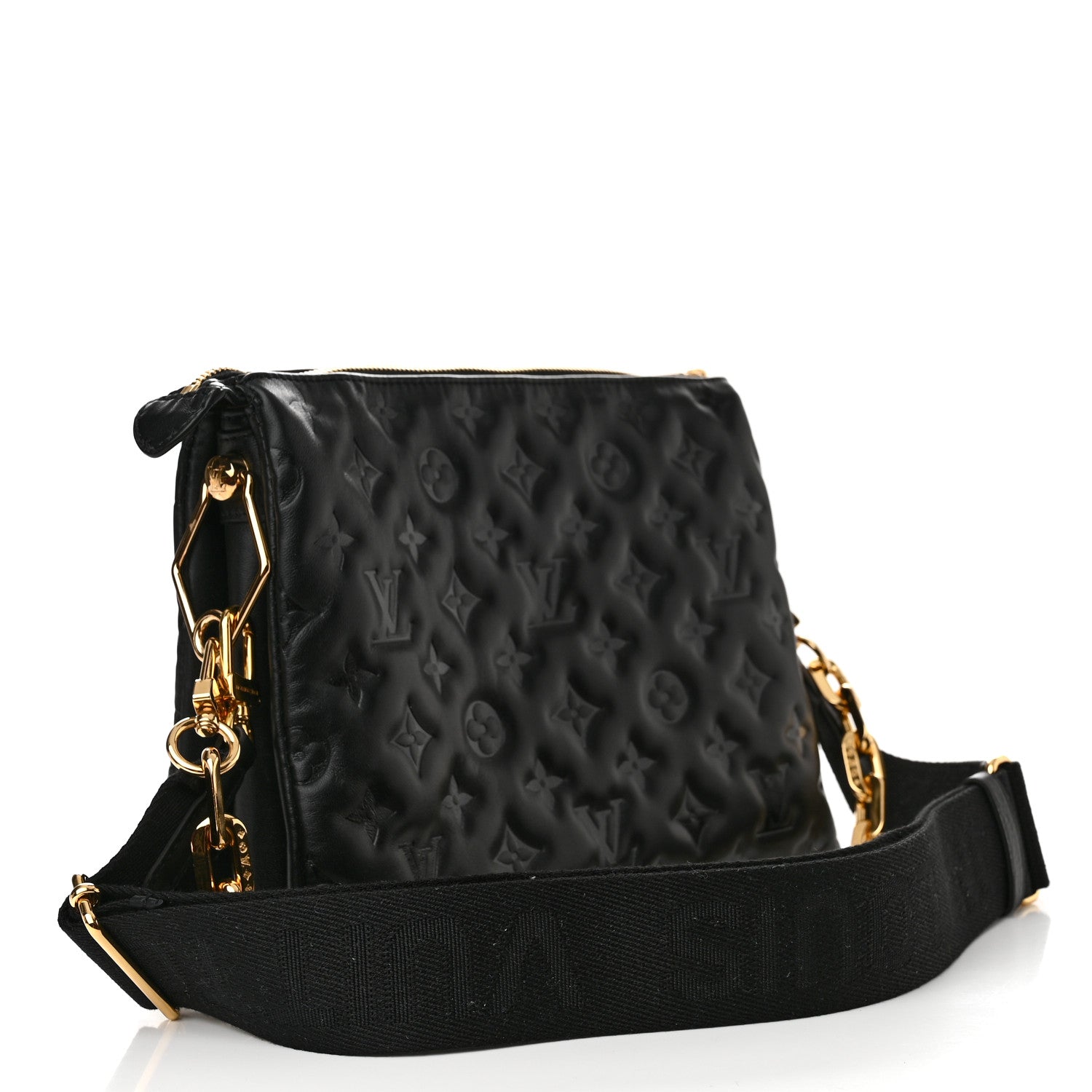 Louis Vuitton Lambskin Embossed Monogram Coussin PM Black 3 of 11
