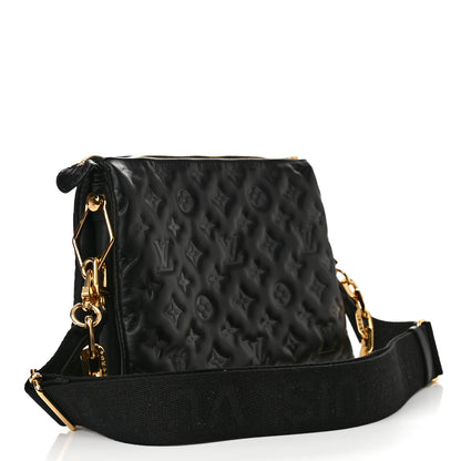 Louis Vuitton Lambskin Embossed Monogram Coussin PM Black 3 of 11