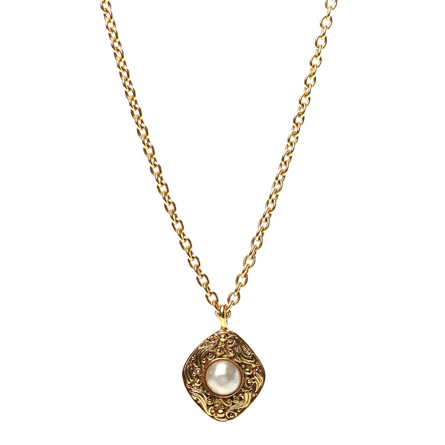 Chanel Pearl Pendant Necklace Gold 1 of 5