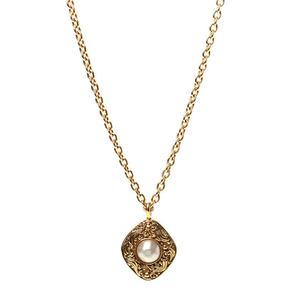 Chanel Pearl Pendant Necklace Gold 1 of 5