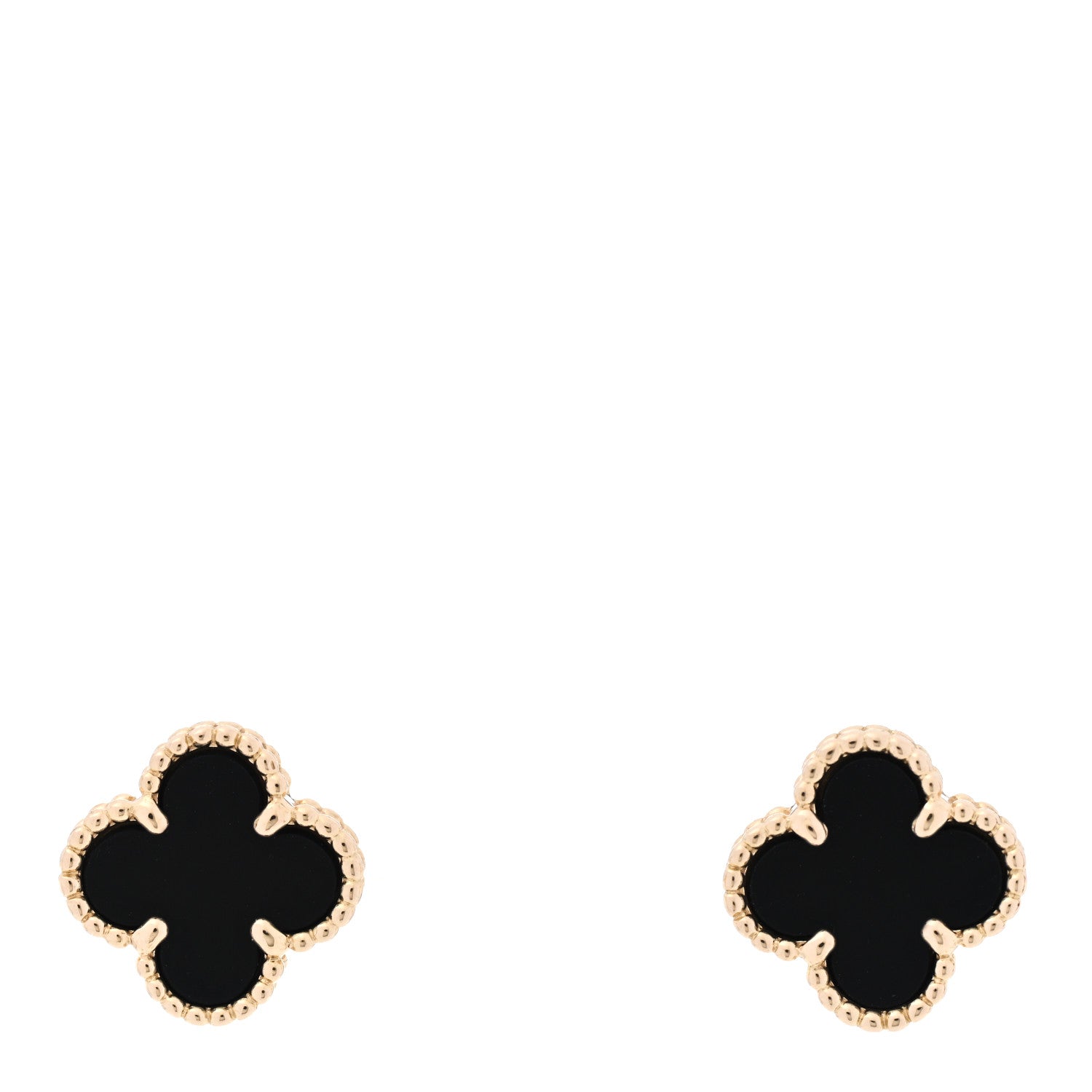 Van Cleef & Arpels 18K Yellow Gold Black Onyx Sweet Alhambra Earrings 1 of 5