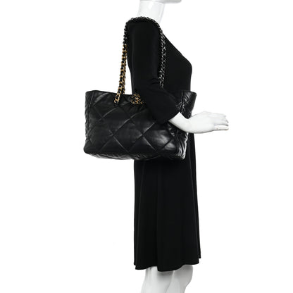 Chanel Lambskin Quilted Chanel 19 East West Shopping Bag Black 2 of 11