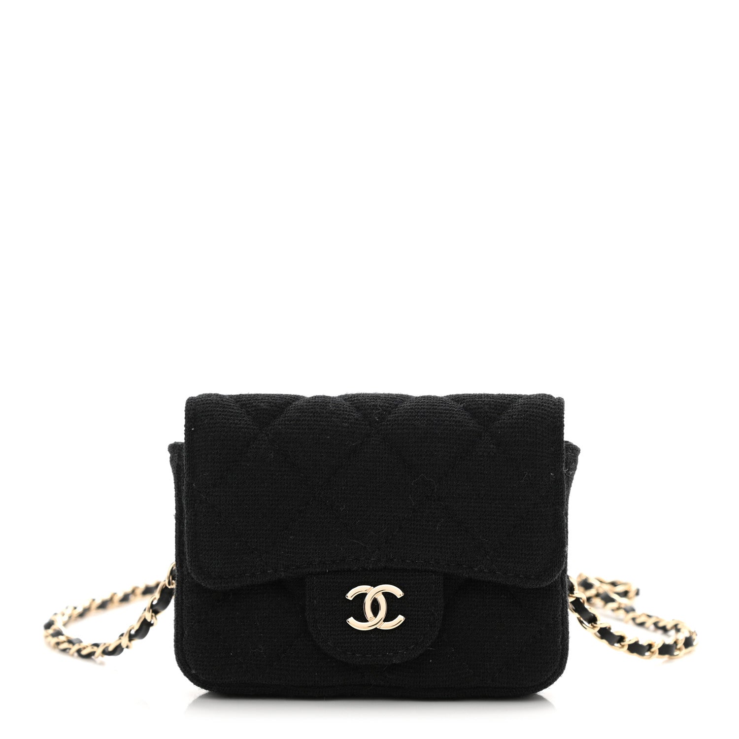 Chanel Jersey Quilted Flap Chain Waist Bag Black 1 of 9