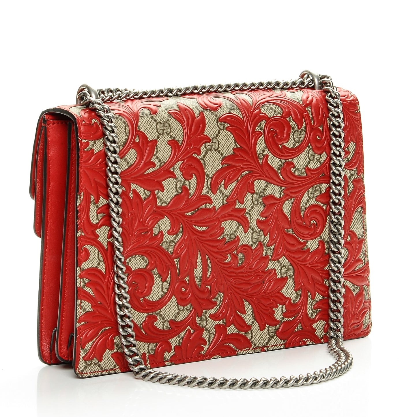 GG Supreme Monogram Arabesque Medium Dionysus Shoulder Bag Hibiscus Red