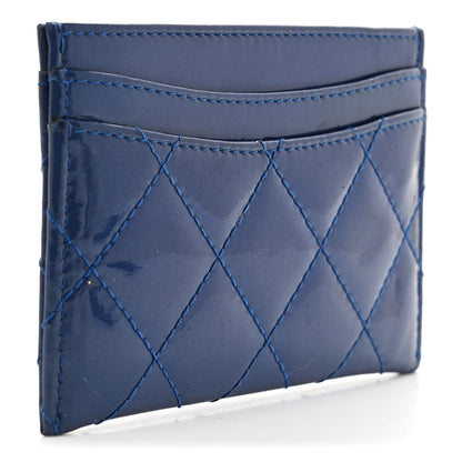 Chanel Patent Quilted Card Holder Blue 3 of 8