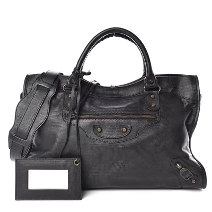 Balenciaga Agneau Lizard Embossed Classic Hardware City Black 1 of 13