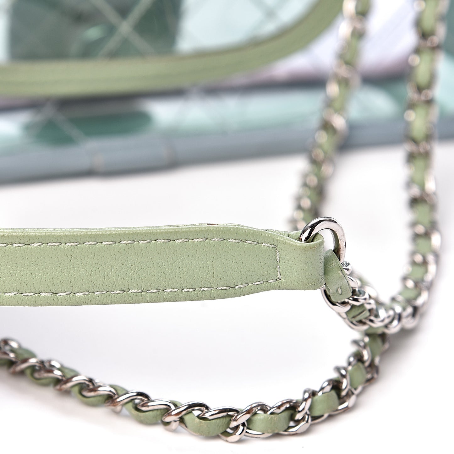 Lambskin PVC Quilted Mini Coco Splash Flap Blue Green