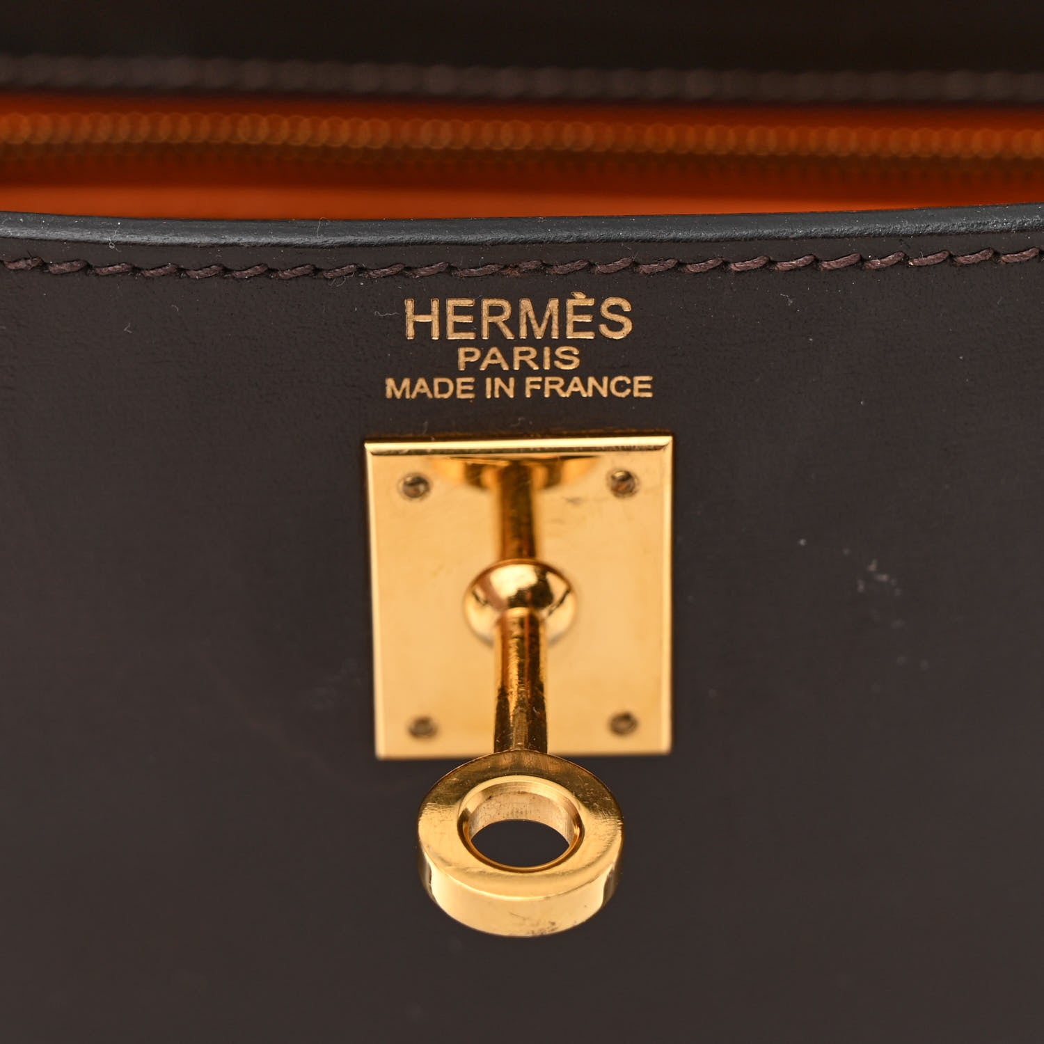 Hermes Box Bi-Color Kelly Retourne 25 Chocolate Orange 6 of 12