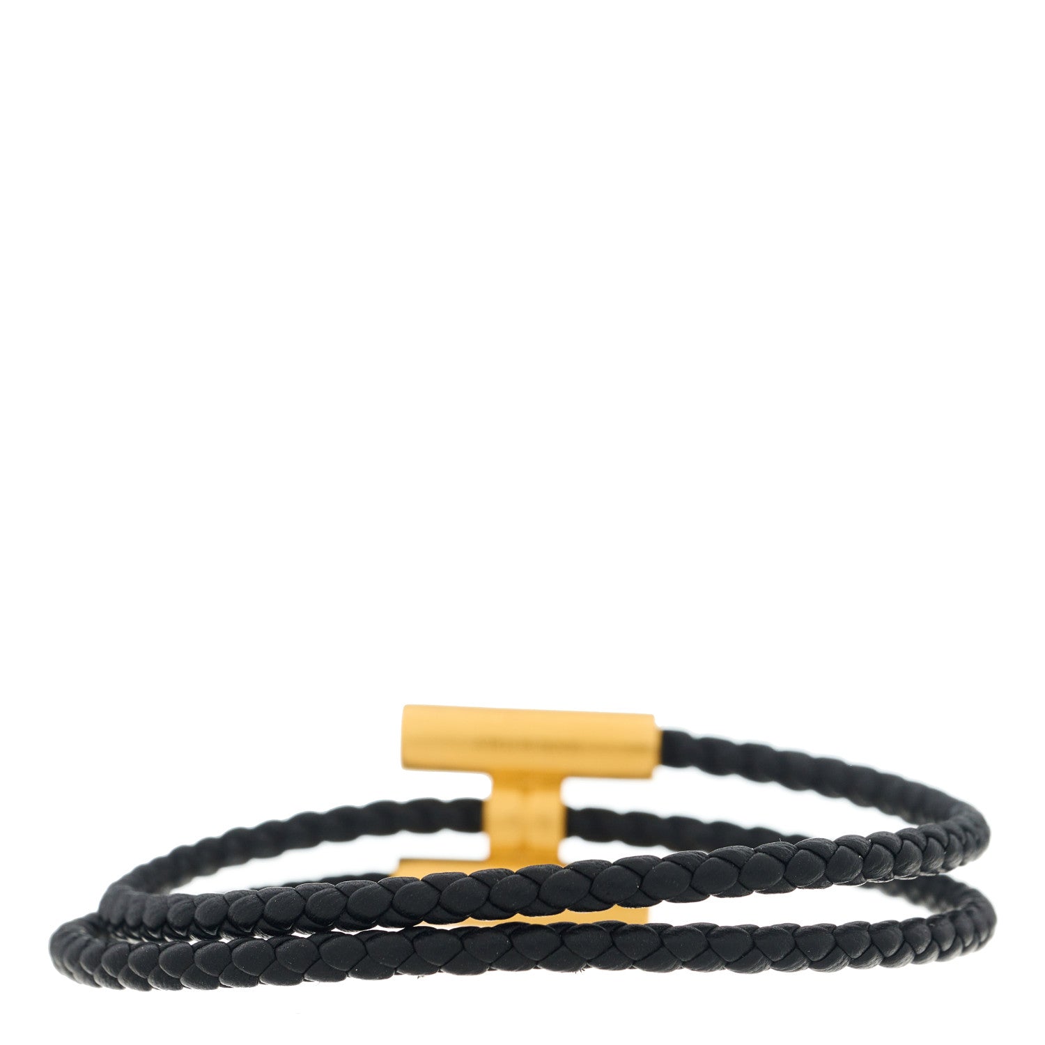 Hermes Swift Double Wrap Cord Tournis Tresse Bracelet Black 2 of 3
