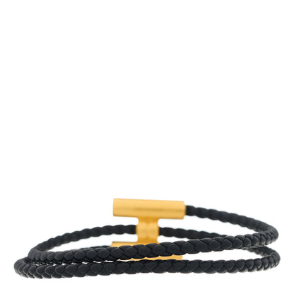 Hermes Swift Double Wrap Cord Tournis Tresse Bracelet Black 2 of 3