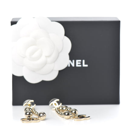 Chanel Metal CC Bead Drop Earrings Gold 5 of 5