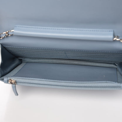 Chanel Faded Patent Calfskin Quilted Wallet on Chain Blue 5 of 9