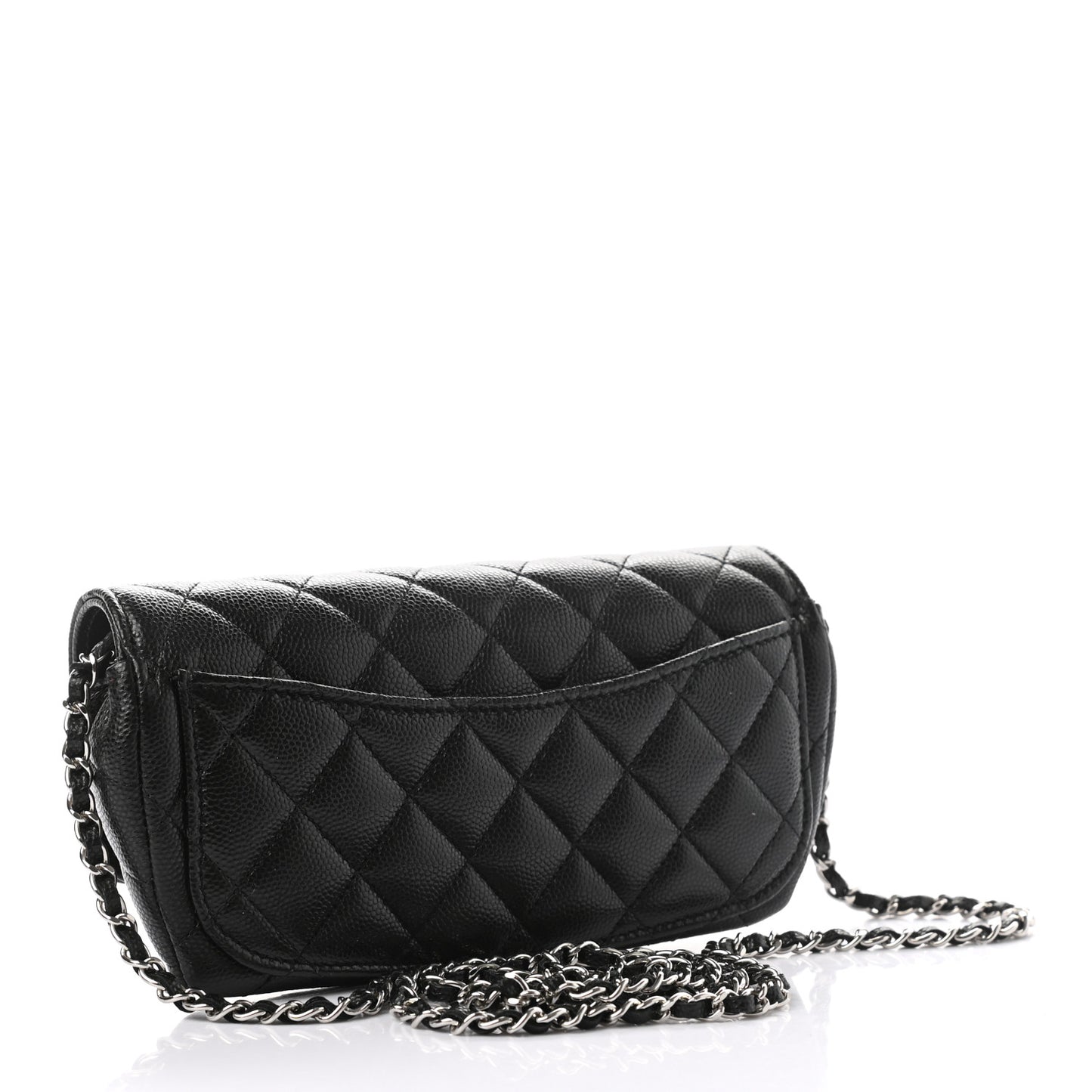 Caviar Quilted Glasses Case With Chain Black