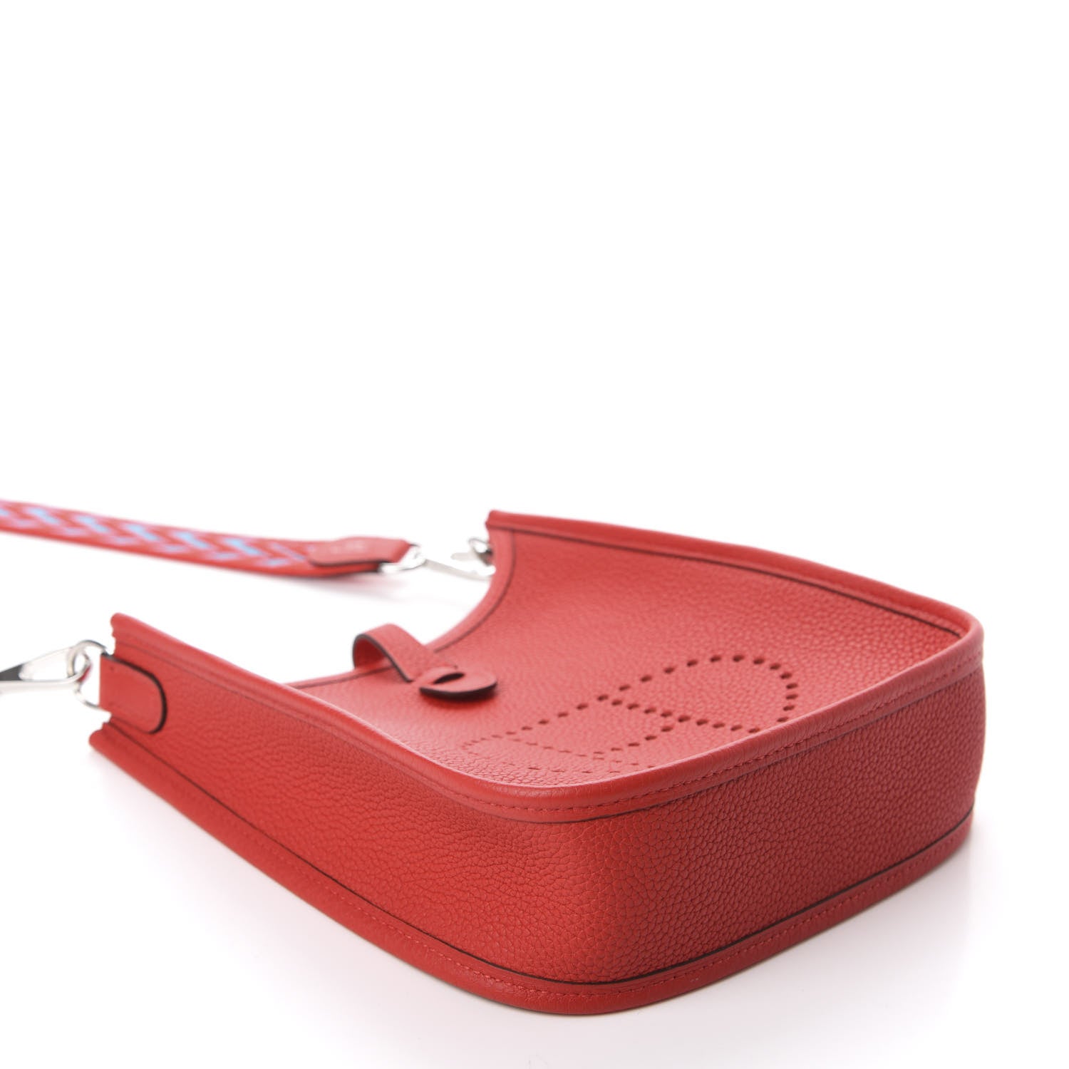 Hermes Taurillon Clemence Evelyne TPM Rouge De Coeur Bleu Du Nord 4 of 11