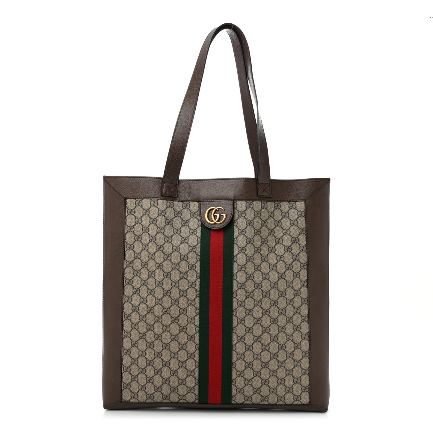 GG Supreme Monogram Web Large Ophidia Vertical Shopping Tote Brown